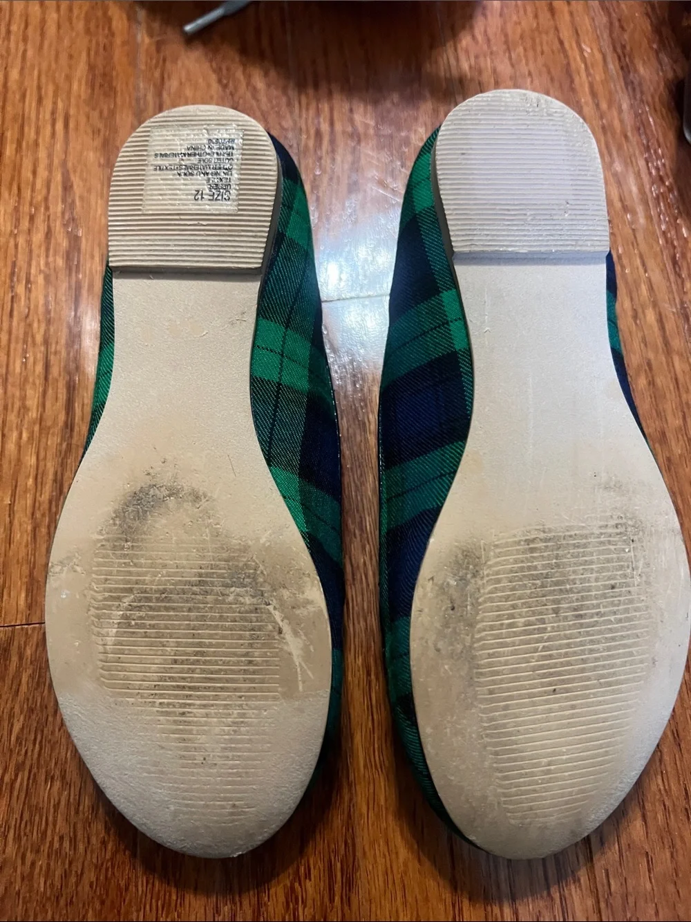Janie and Jack Navy & Green Plaid Bow Loafers